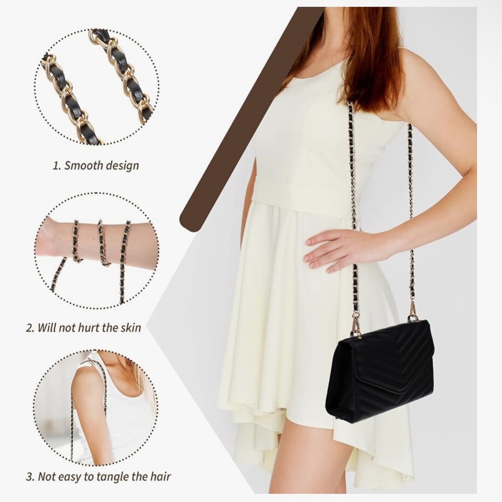 🆕 47 inch Leather Chain Straps for Women, Purse Chain Strap - Picture 4 of 8